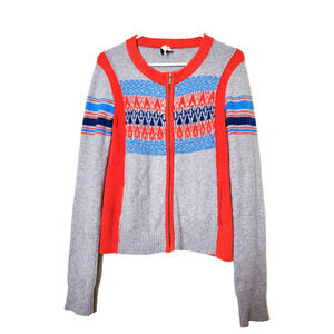Free People Fair Isle Nordic Womens Small Sweater Cardigan Cotton Full Zip